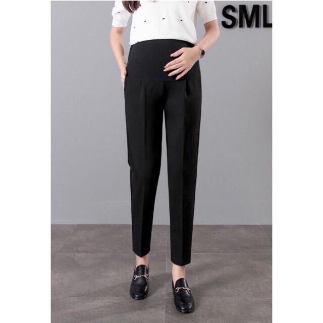 Quần baggy bầu công sở GuMe, chất liệu umi hàn cao cấp, có chun chỉnh bụng