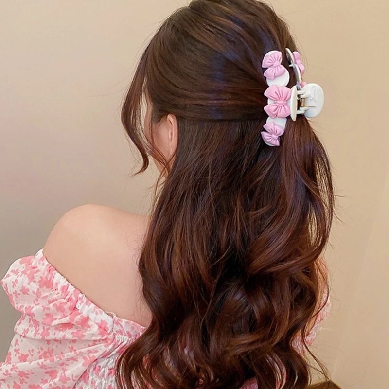 Kẹp Tóc Càng Cua / Nơ Hình Cá Mập Màu Hồng Dễ Thương Cho Nữ