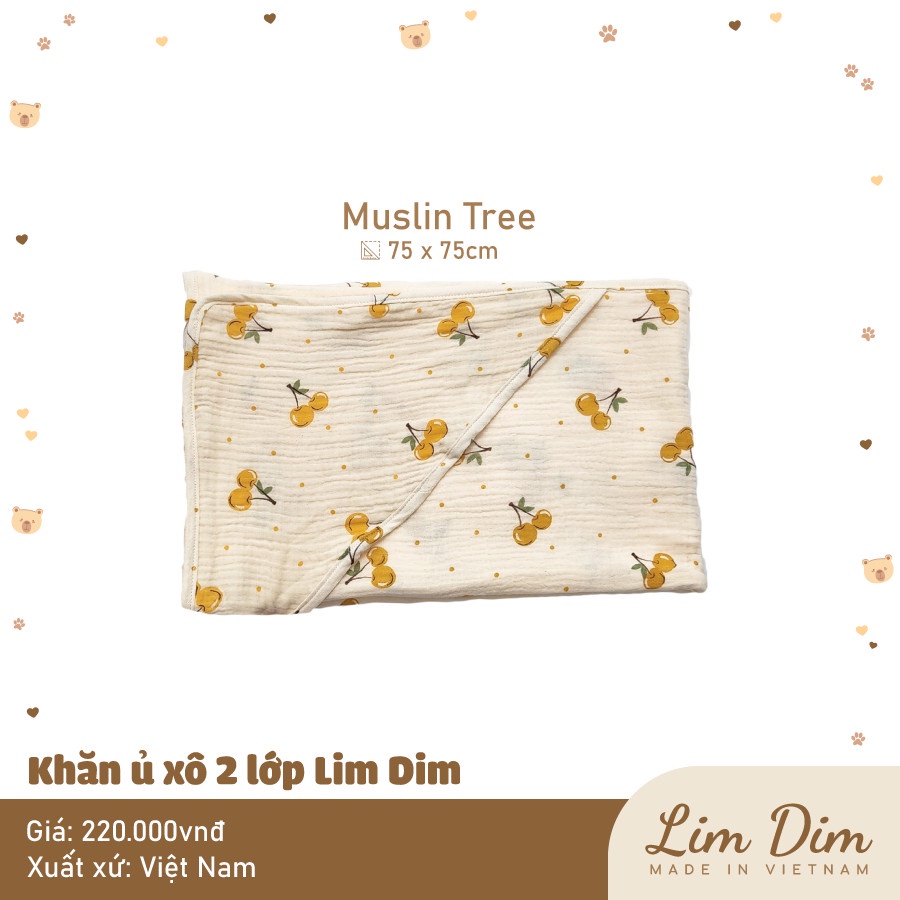 Khăn ủ xô có mũ 2 lớp Lim Dim (75x75cm)