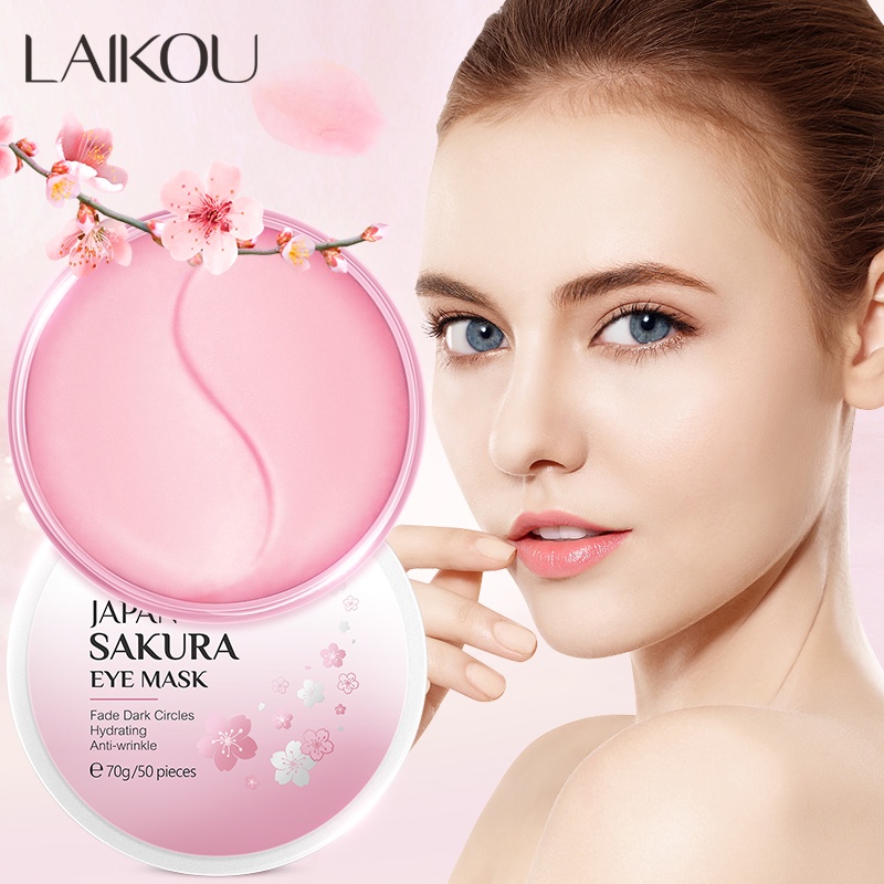 Hộp 50 Miếng Mặt Nạ Mắt LAIKOU Sakura 70g Làm Mờ Quầng Thâm / Nếp Nhăn