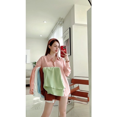 Áo sơ mi dài tay màu trendy, áo somi tay dài nữ bigsize 45-85kg