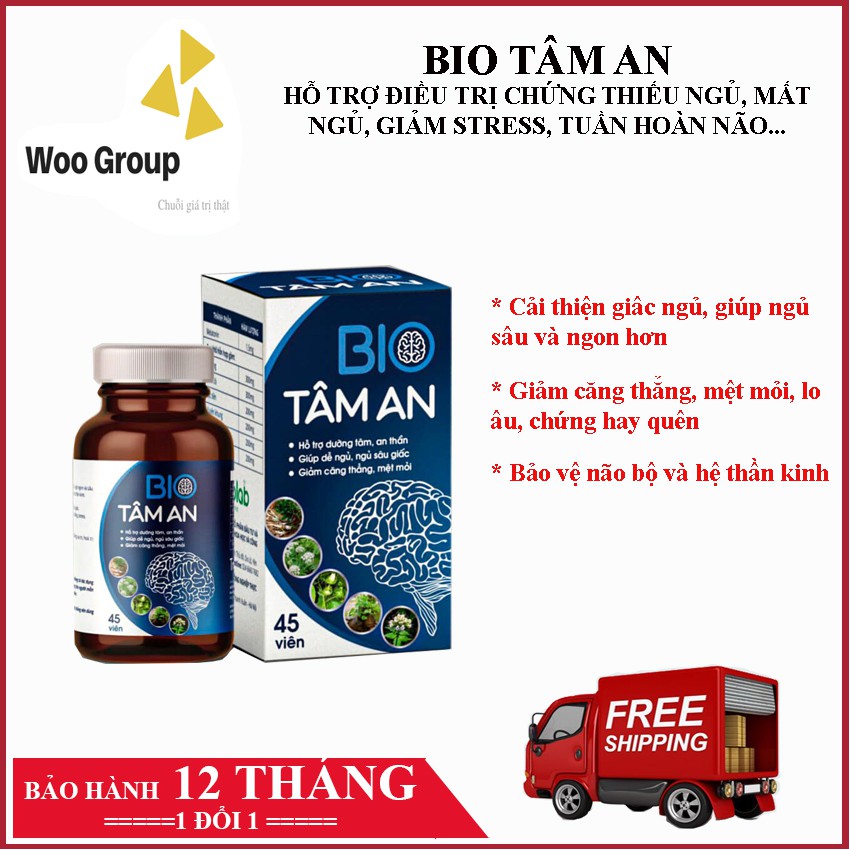 VIên uống bổ não BIO TÂM AN dưỡng tâm an thần, hỗ trợ điều trị mất ngủ, stress, bảo vệ não bộ, hệ thần kinh – WOOGROUP