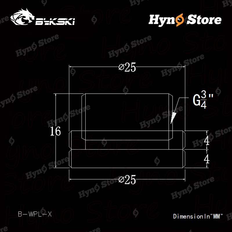 Fit xuyên case Bykski dài 20mm chuyên độ case Tản nhiệt nước custom - Hyno Store