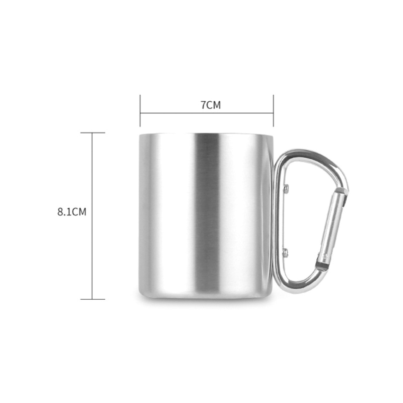 Cốc Uống Nước Bằng Thép Không Gỉ 220ml Có Móc Treo Chữ D