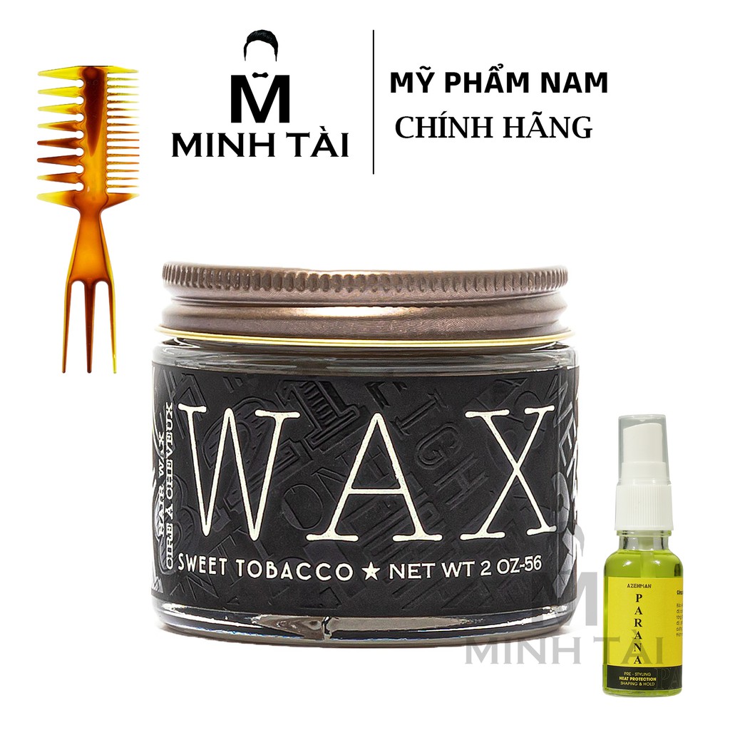 Sáp Vuốt Tóc Nam 18.21 MAN MADE Wax Sweet Tocbaco 56g + Xịt Dưỡng Tóc AZENMAN Parana 20ml + Lược Chải Tóc Texture