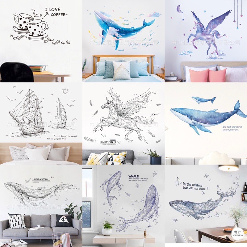 Tổng hợp mẫu decal tranh dán tường phong cảnh & decal đối xứng