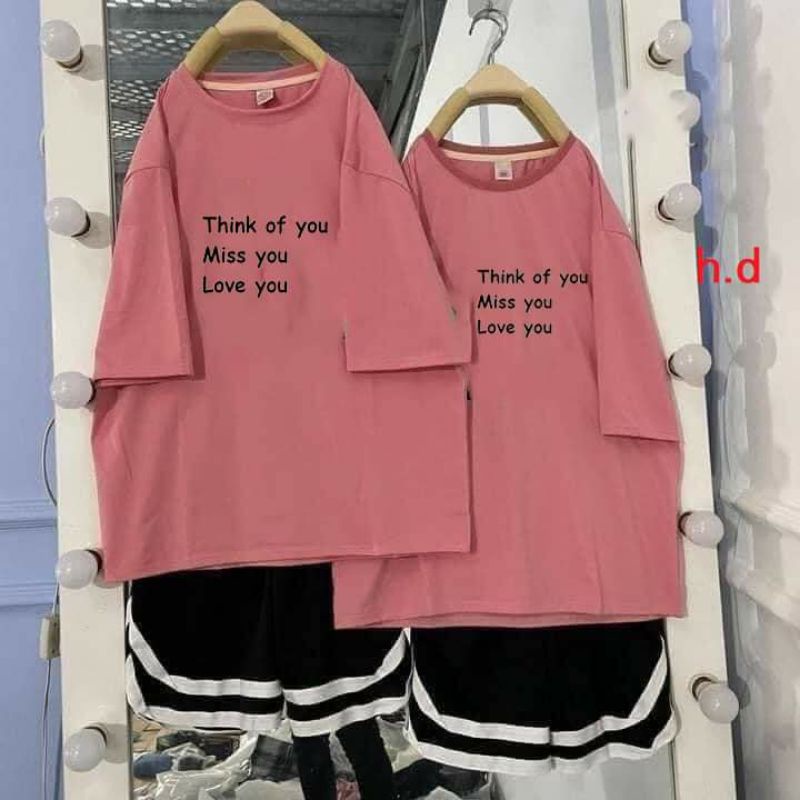 Set Bộ Quần Áo In Chữ Thing You♥️Đồ thể thao nam nữ Unisex mùa hè phong cách Hàn Quốc; áo thun + quần đùi V