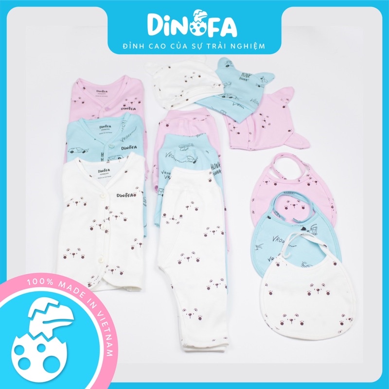 Set Sơ Sinh Dinofa 4 chi tiết chất cottton
