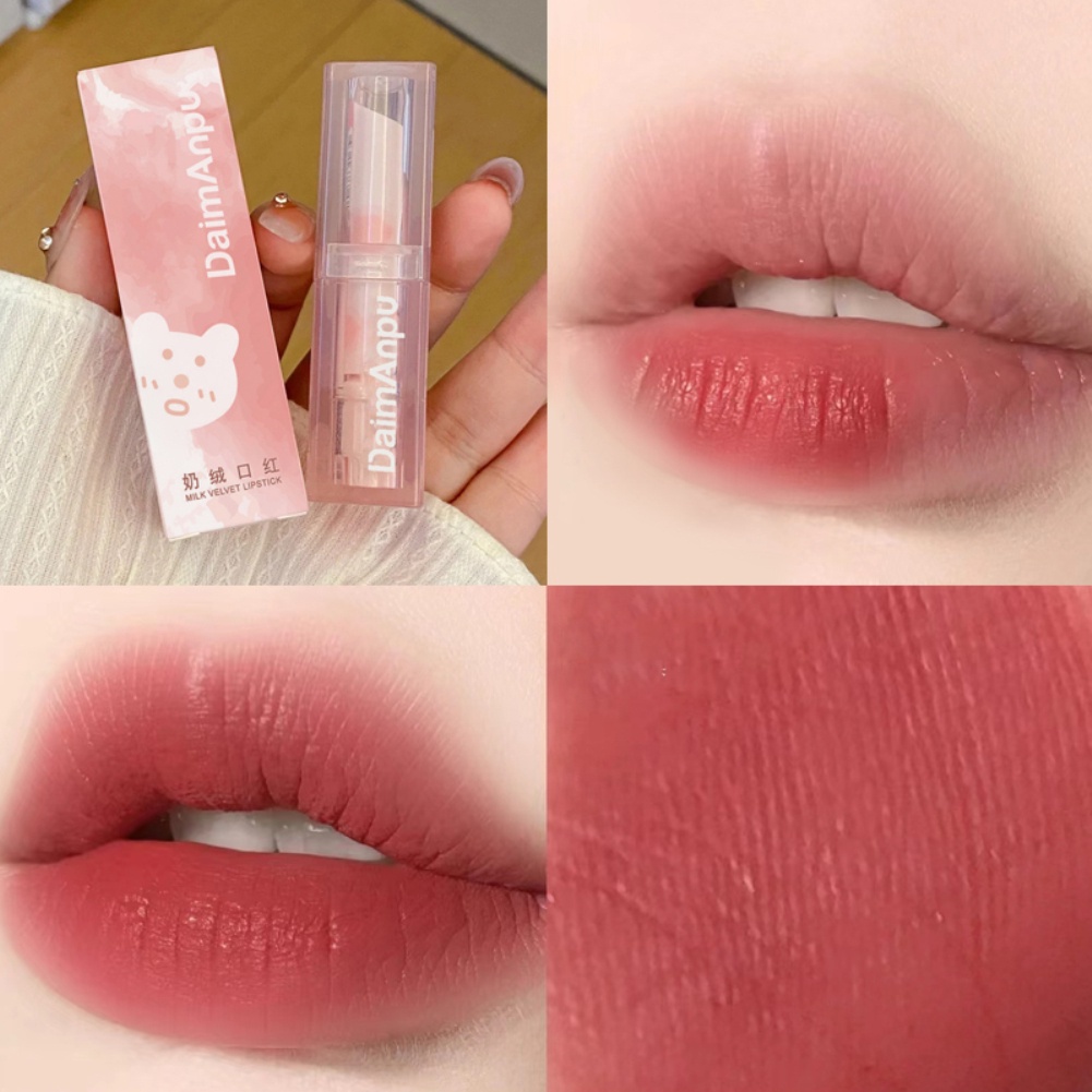 Còn Hàng Daimanpu Gấu Hồng Son Môi Sữa Velvet Lip Tint Mùa Hè Đậu Son Môi Màu Sắc Nữ Không Phải Là Dễ Dàng nhúng Cup Là Không Dễ Phai Màu Son Môi Cá Tuyết