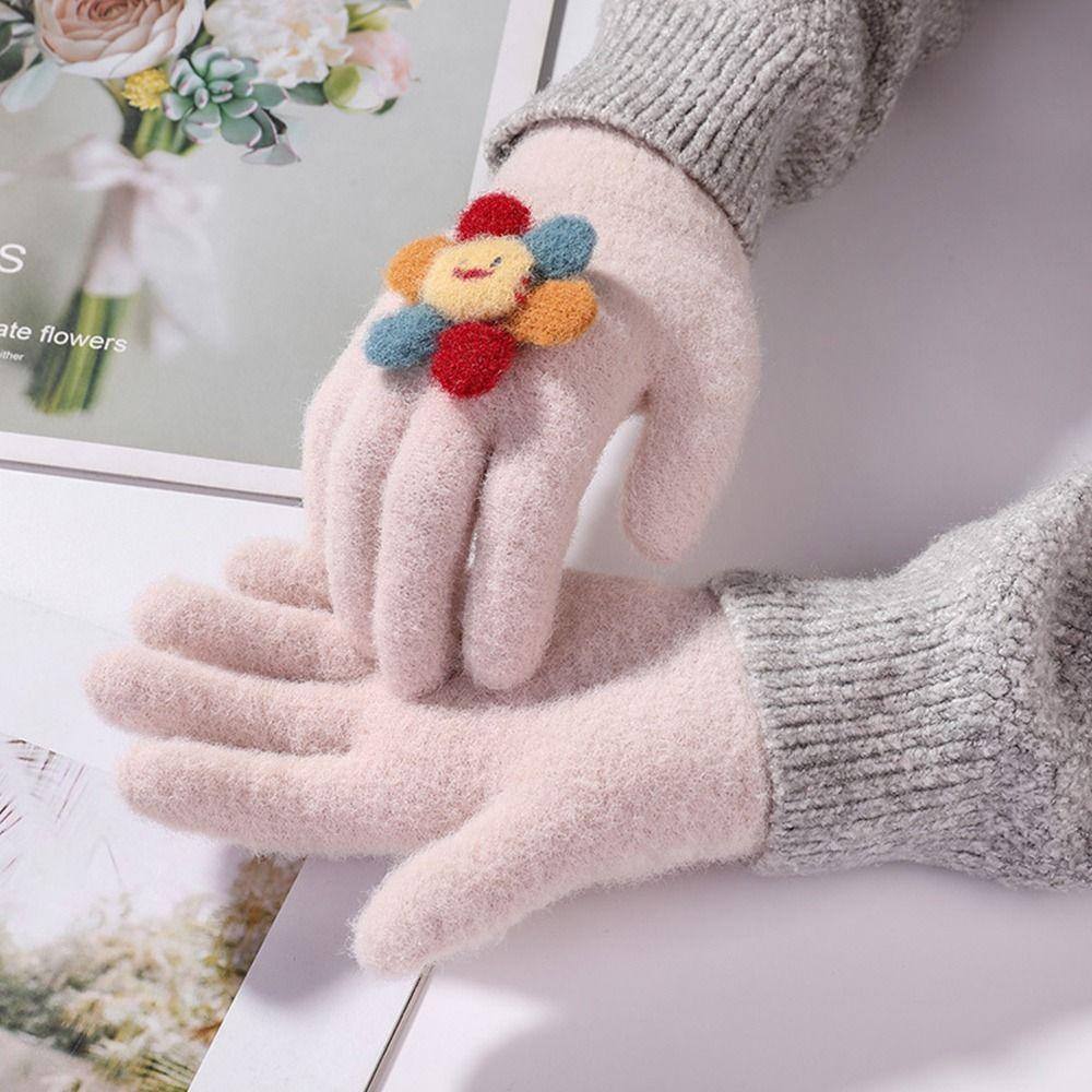Găng Tay Dày Giữ Ấm Mùa Đông In Hoa Hướng Dương MIHAN1