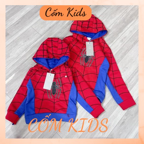 Áo khoác nỉ 2 lớp chống gió cho bé traitạo kiểu dáng NGƯỜI NHỆN Spiderman ngộ nghĩnh - full size cho bé yêu