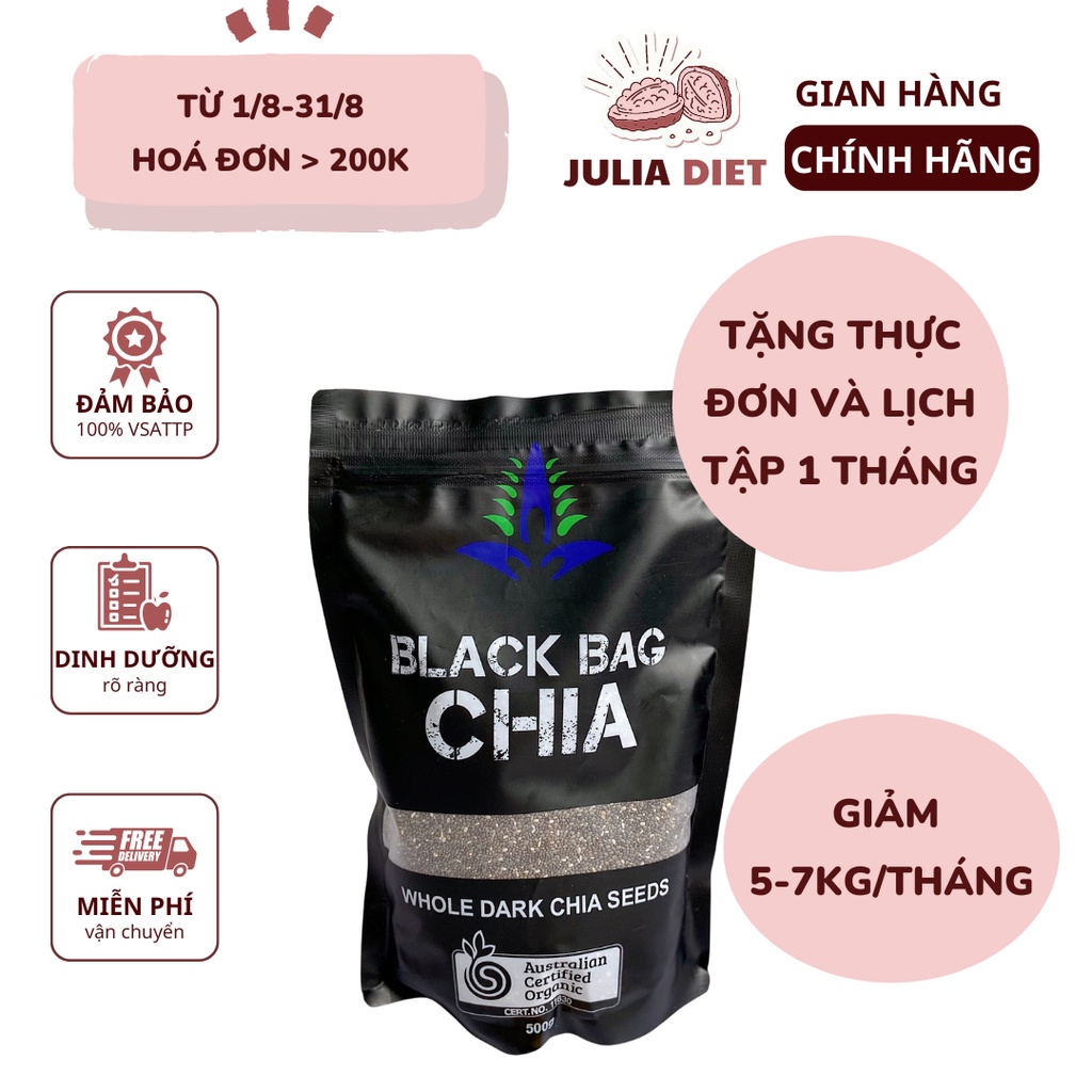 250g Hạt Chia Úc Nhập khẩu Chính Hãng Absolute Organic Hữu Cơ JULIA DIET