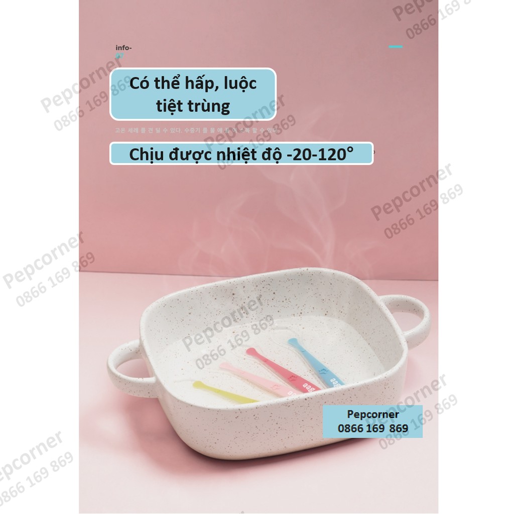 (MS71) Set 2 thìa silicon aag cao cấp kèm hộp đựng cho bé ăn dặm