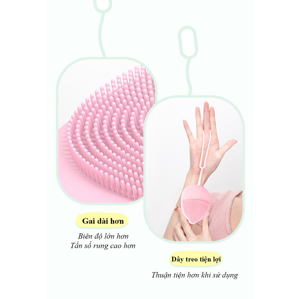 Máy rửa mặt massage đầu nhọn mini, Bông rửa mặt thiết kế mới, Sóng siêu âm tiện lợi