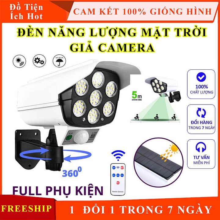 Đèn năng lượng mặt trời giả camera tự động bật tắt chống trộm, Chống nước IP66, Sử dụng 6 tiếng, Có 3 chế độ, Điều khiển
