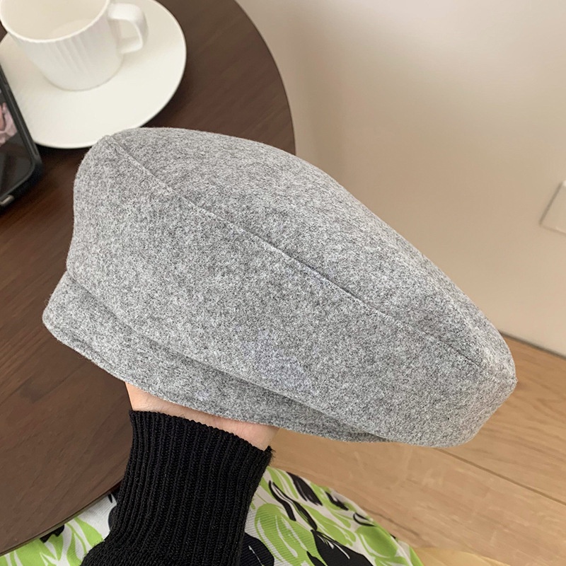 Mũ beret Len Màu Đen In Hoạ Tiết Xinh Xắn Phong Cách Thời Trang Hàn Quốc Cho Nữ