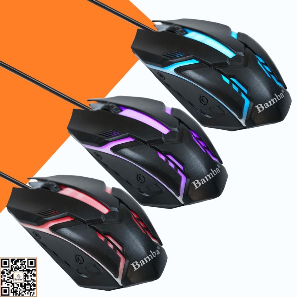 Chuột gaming máy tính có dây  Bamba B03 Chuột game thủ cực bền thiết kế độc lạ có LED nhiều màu