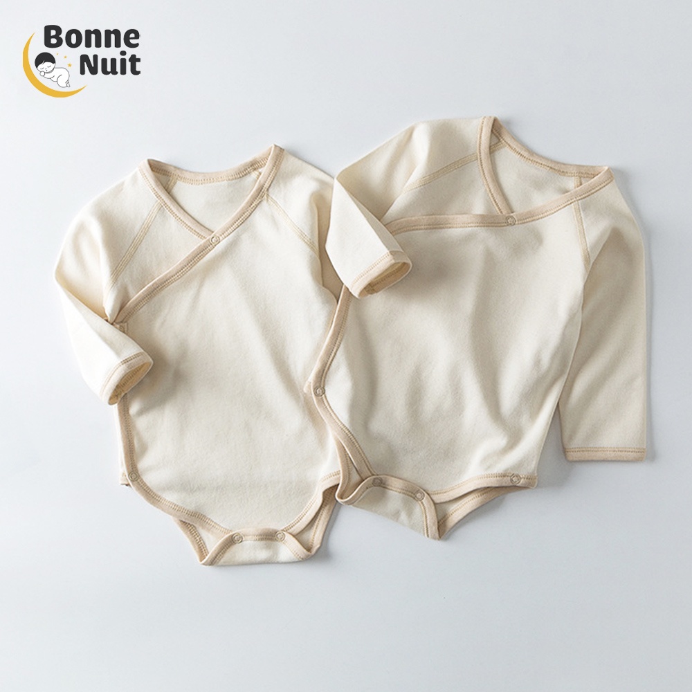 Bodysuit dài tay 100% sợi Cotton hữu cơ tự nhiên cho bé trai &amp; gái