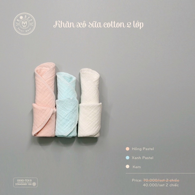 HRNEE hỗ trợ mùa dịch !Set 2 khăn Xô sữa chất liệu cotton siêu mềm cho các bé yêu giảm từ 70k còn 40k!