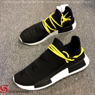 Giày SNEAKER HU ĐEN NAM NỮ DÂY VÀNG - HRBLA