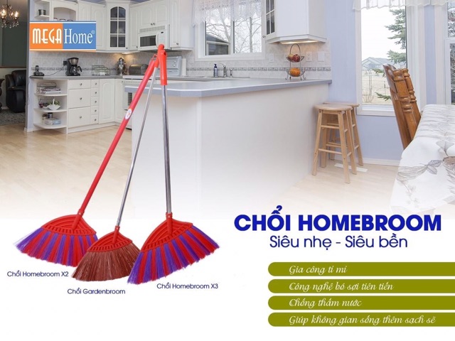 Chổi quét nhà cao cấp gamehom cán inox siêu bền sạch