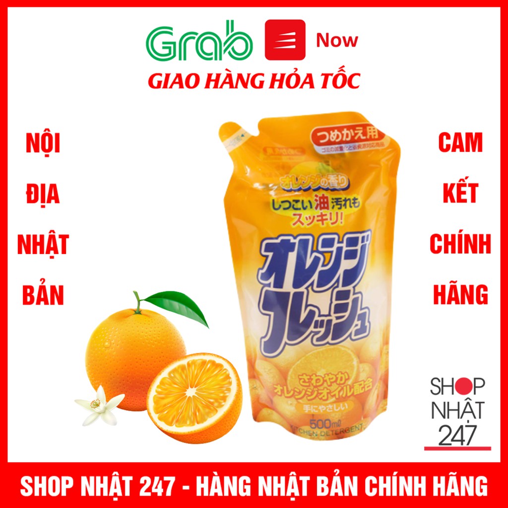 Nước rửa chén bát hương cam loại túi 500ml Rocket nội địa Nhật Bản