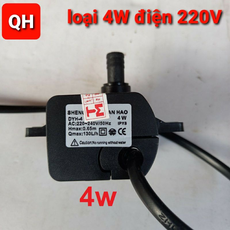 Bơm chìm mini 4W - 220V quạt điều hoà hơi nước - bể cá thủy cảnh - hòn non bộ
