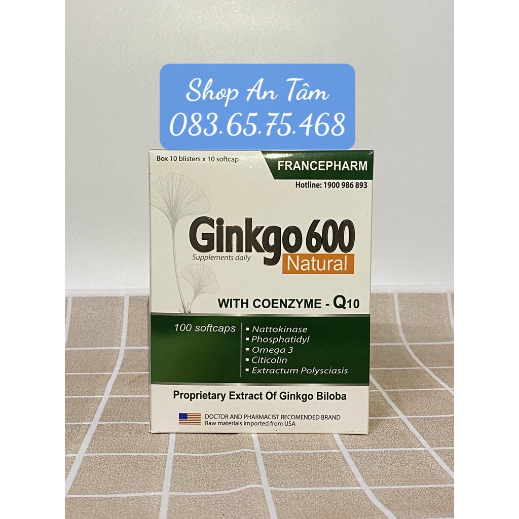 (Chính Hãng) Viên bổ não Ginkgo 600 tăng cường trí nhớ, tăng cường máu đến não, hội chứng tiền đình, trí nhớ suy giảm