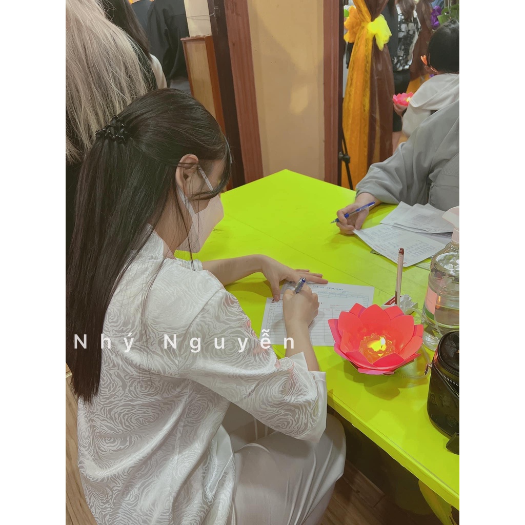 Đồ Lam Đi Chùa N11 - Sét Pháp Phục Bà Lai Áo Vải Gấm Sang Trọng Nhã Nhặn Lịch Sự - Quần Lụa Satin