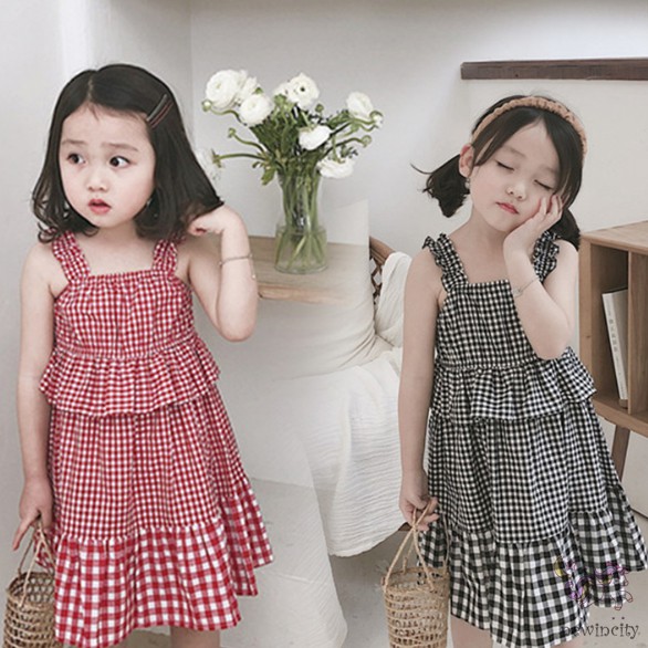 Đầm Yếm Kẻ Ca Rô Cho Bé