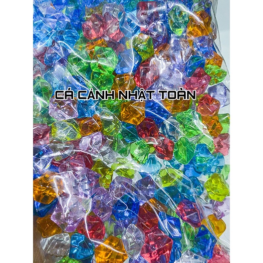 1 BỊCH ĐÁ NHỰA NGÔI SAO ĐỦ MÀU TRANG TRÍ HỒ CÁ NON BỘ VIÊN LỚN 200G