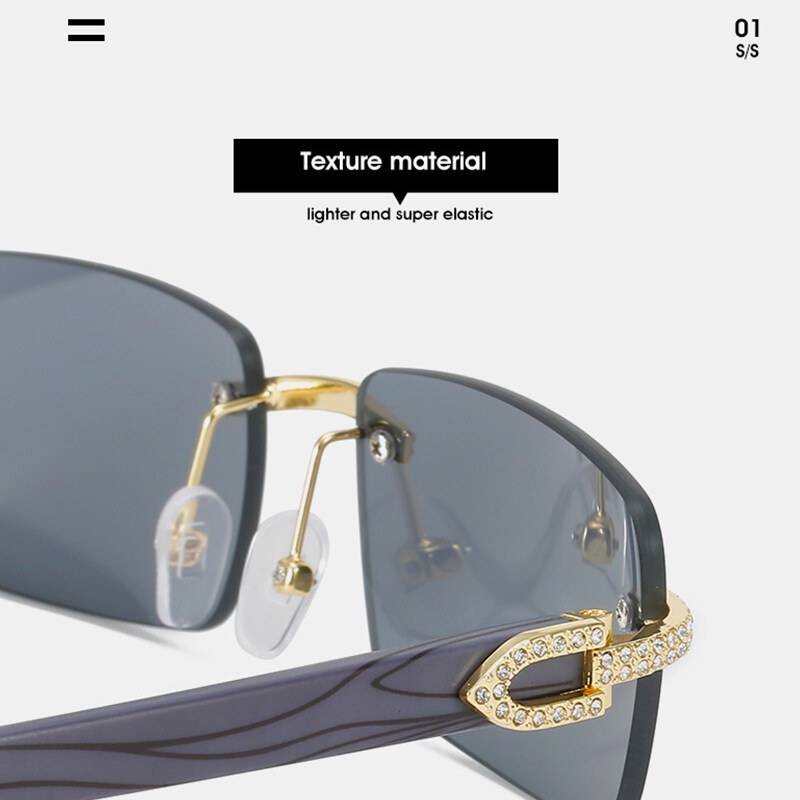 Kính Mát Gọng Vuông Đính Đá Chất Lượng Cao Phong Cách Âu Mỹ Thời Trang