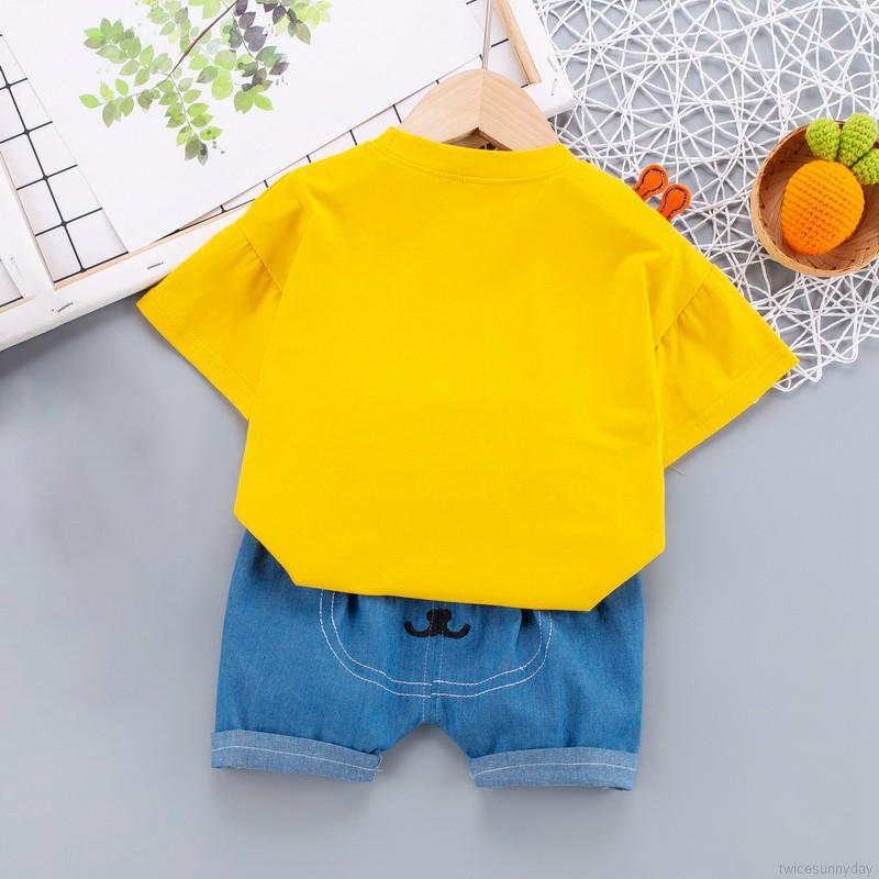 Set Áo Thun Ngắn Tay Cổ Tròn + Quần Short Cho Bé Trai