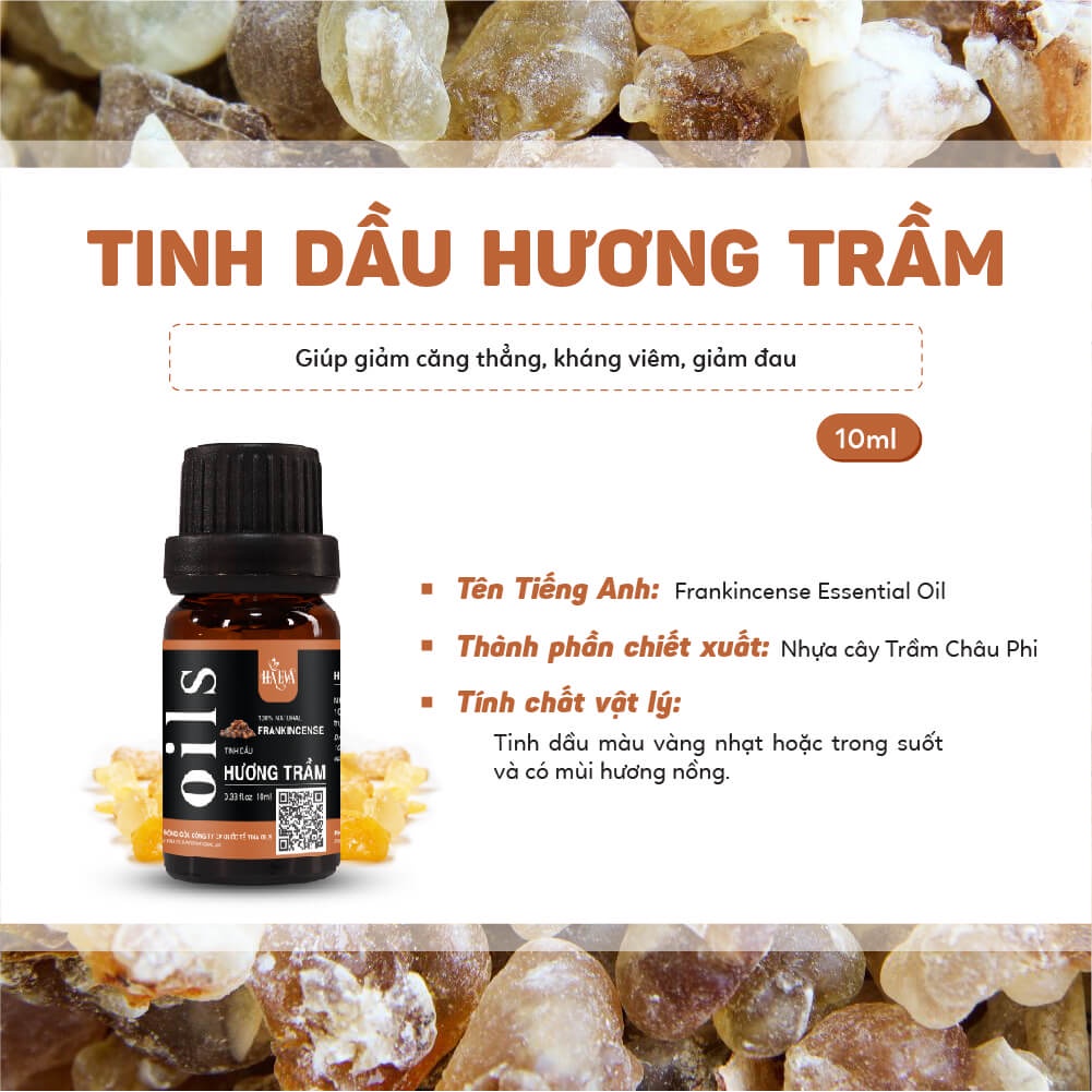 Tinh dầu xông Hương Trầm Haeva Cao Cấp,100% Thiên Nhiên,giúp giảm căng thẳng, mệt mỏi, giảm stress, chai 10ml/30ml/100ml