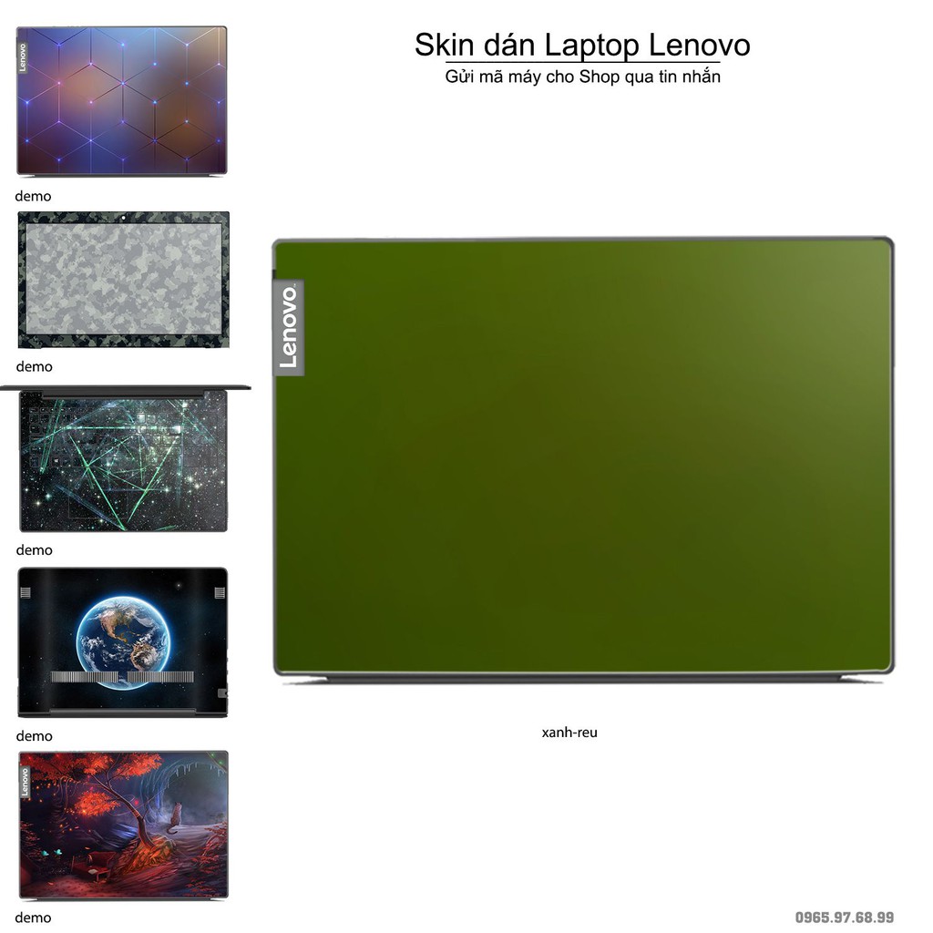 Skin dán Laptop Lenovo màu xanh rêu (inbox mã máy cho Shop)