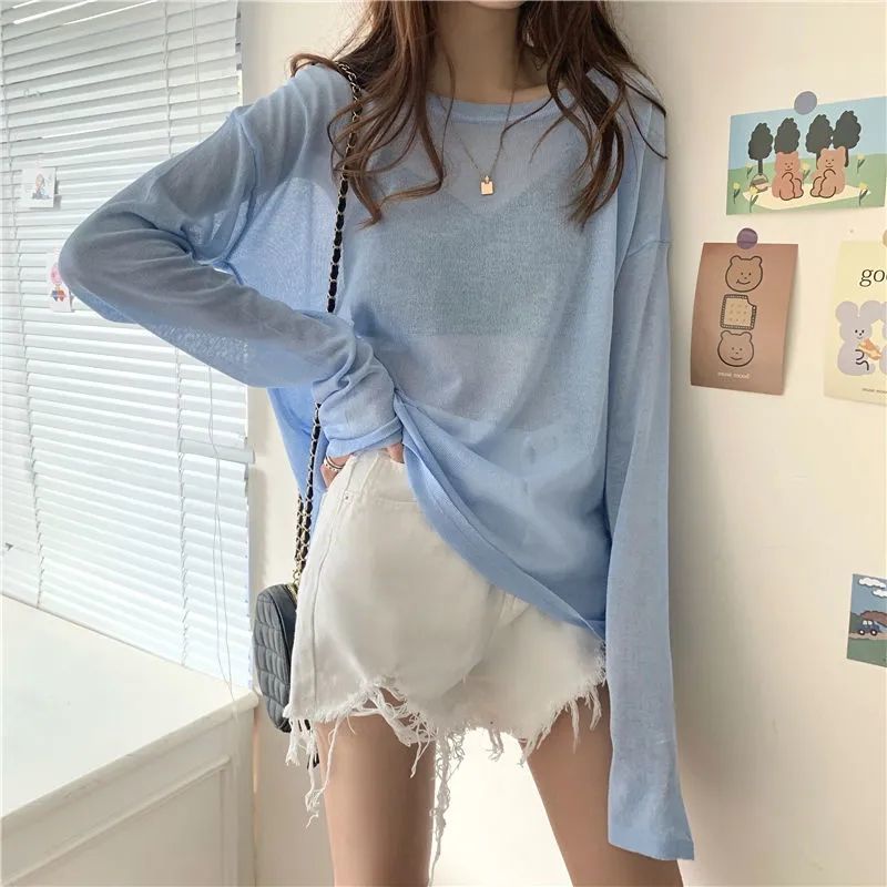 Áo Thun Dài Tay Dáng Rộng Vải Mỏng Chống Nắng Thời Trang Mùa Hè Dành Cho Nữ 2022 | BigBuy360 - bigbuy360.vn
