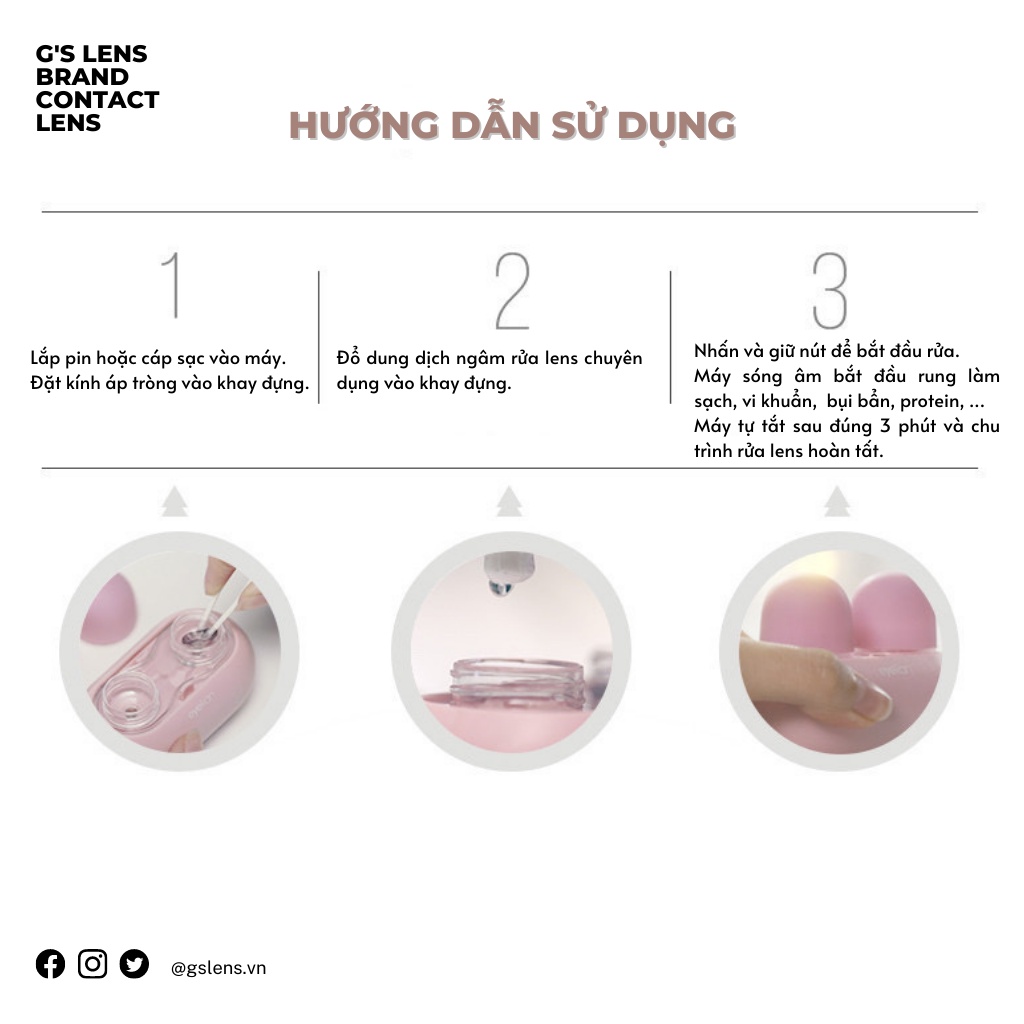 Máy Rửa Lens Tự Động Tai Thỏ Chính Hãng Eyekan Pin Và USB | Máy Làm Sạch Kính Áp Tròng