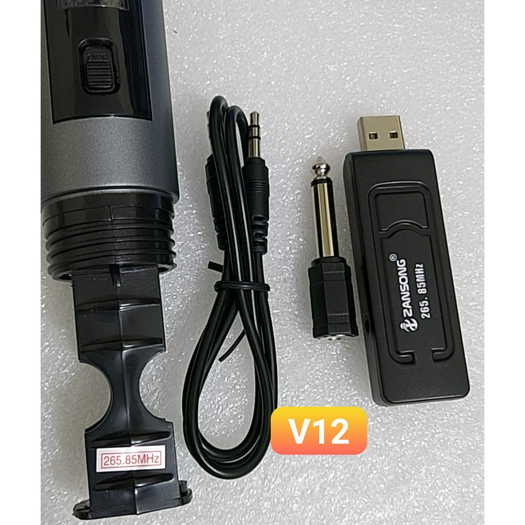 Micro Karaoke không dây V12+V10 cho loa kéo Daile / Aige / Zansong / Shuae V12 có màn hình LCD