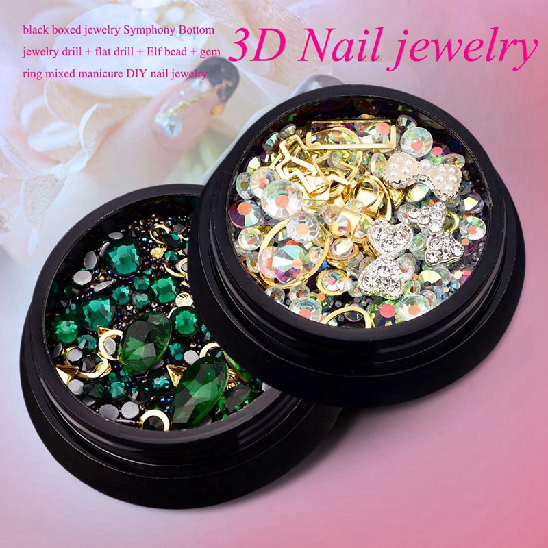 2 Box 3D  Jewelry Colorful Mixed Acrylic Tip Diamond Flat Jewel Stone & 1x Crystals Rhinestones 3D  Rhinestone