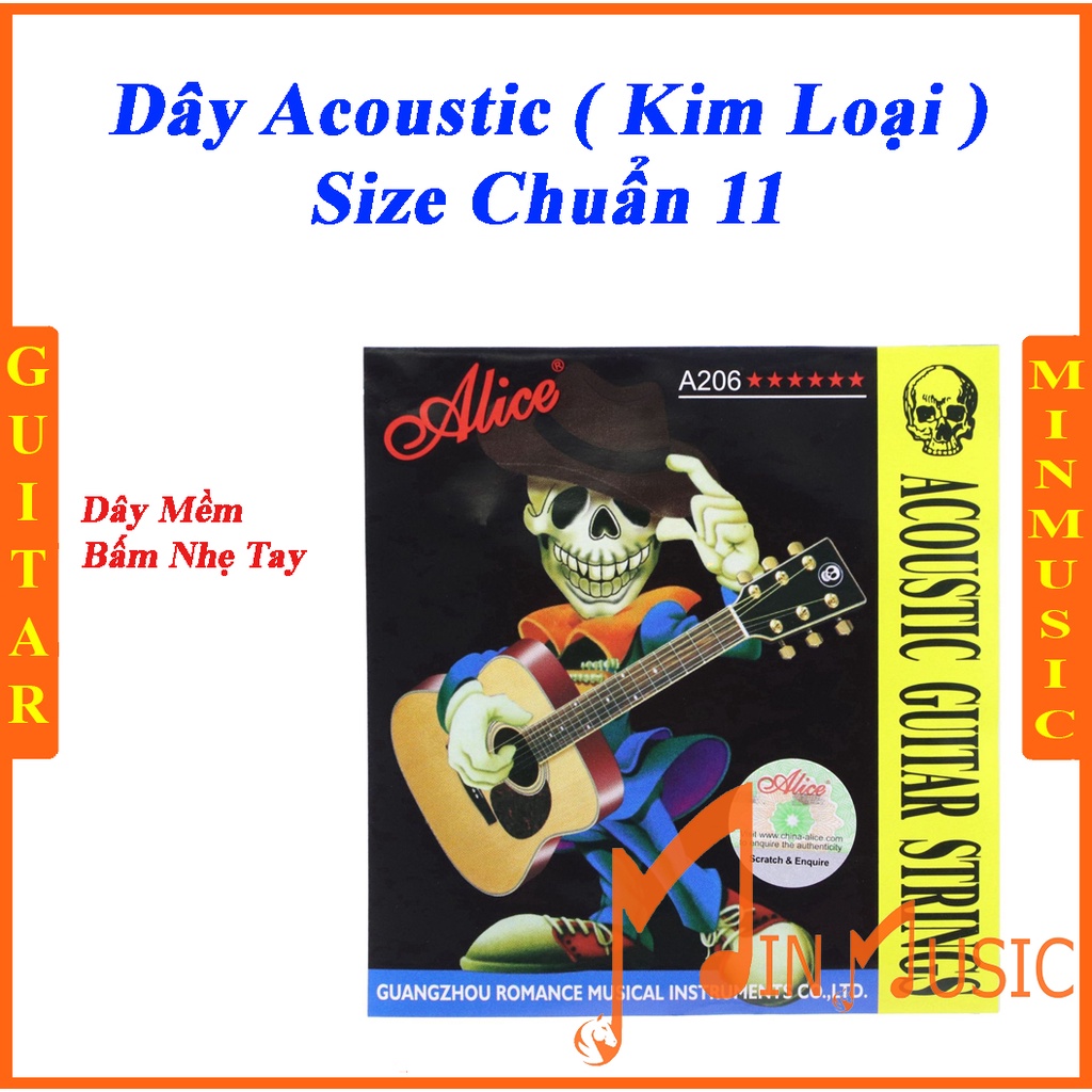 Dây Đàn Guitar Acoustic Alice A206 dây sắt size thông dụng size 11