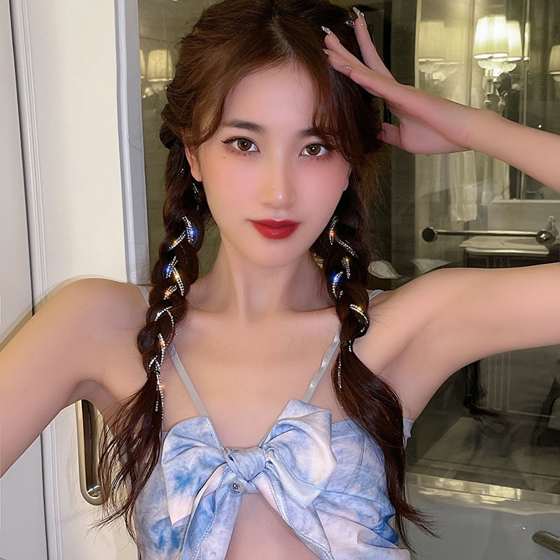 Haimeikang Thời trang Rhinestone Tua Tóc Kẹp Phụ kiện Tóc Nữ