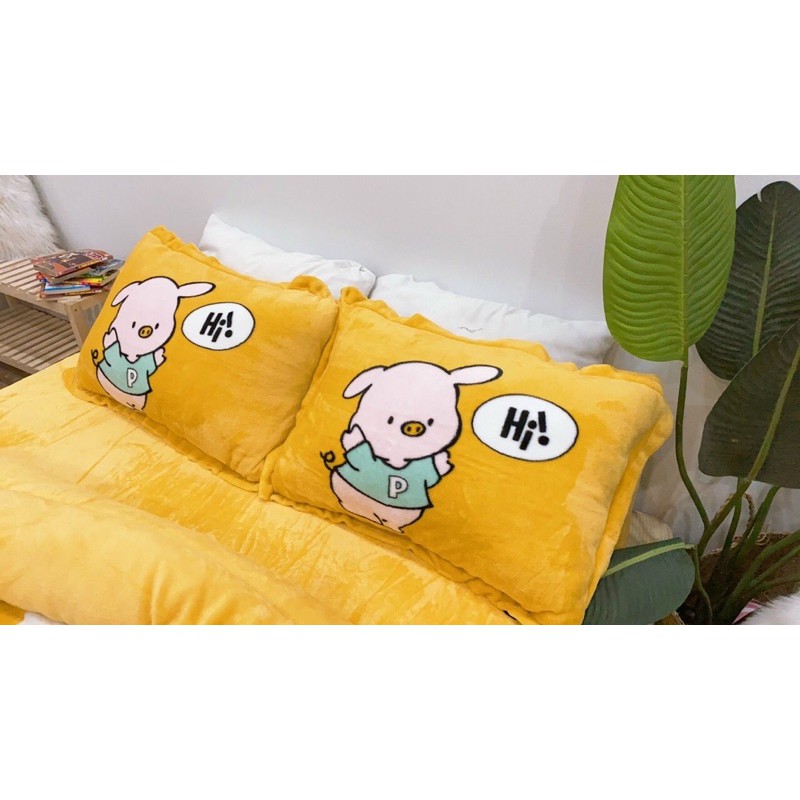 Sét bộ nỉ nhung 3D chăn thổi phao dày dặn cho mùa đông( miễn phí bo chun)