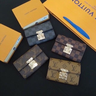 Ví lv mini khoá vuông da thật da dày mềm hàng chuẩn ảnh thật có hộp