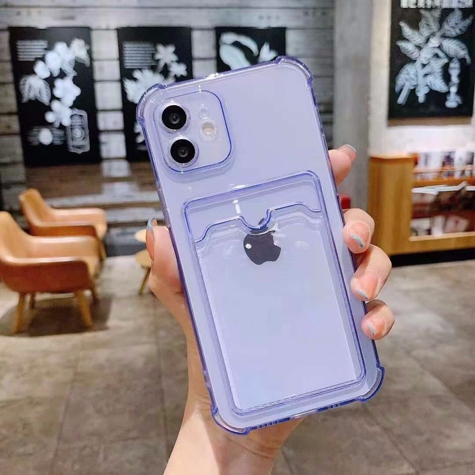 Ốp điện thoại TPU mềm trong suốt chống sốc có ngăn đựng thẻ cho iphone 12 Mini 11 pro max 7 8 6 6s plus | BigBuy360 - bigbuy360.vn