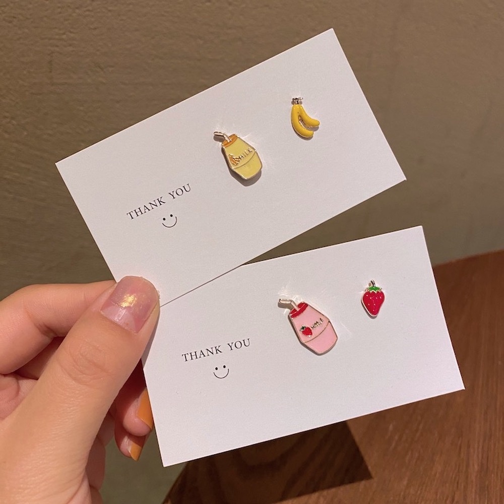 Bông Tai Bạc 925 Hình Thức Ăn Nhanh / Sữa / Khoai Tây Chiên Hoạt Hình Đáng Yêu Thời Trang 2021