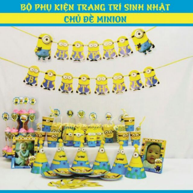 Bộ phụ kiện trang trí sinh nhật chủ đề minion