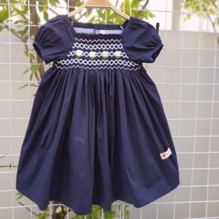 Váy smock thô lụa navy