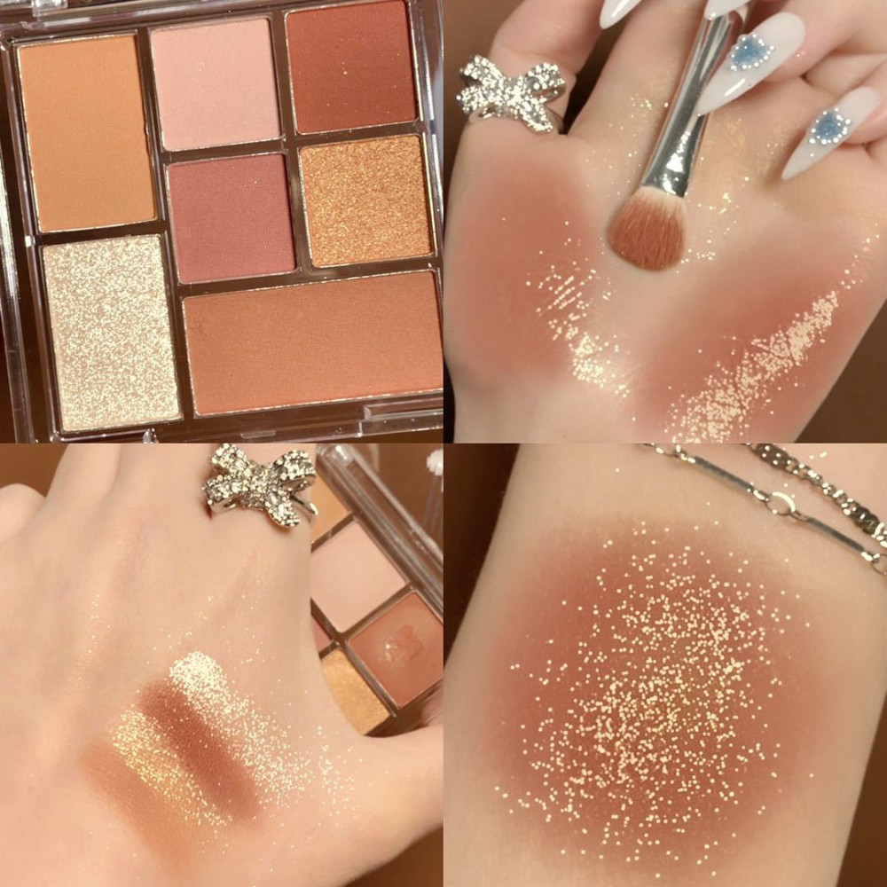 Beauty☛ 7 Colors Shimmer and Shine Neutrals Eyeshadow Palette Matte Glitter Eyeshadow Makeup Palette Nude Eye shadow Palette Pig ☂