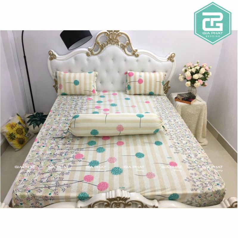 Bộ ga 1m6×2m nệm cao 17_27cm thun lạnh Hàn Quốc 4món 1ga, 3 vỏ gối