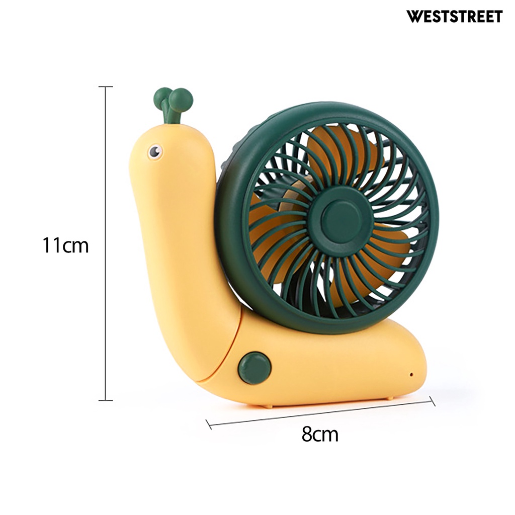 Quạt Làm Mát Mini Cầm Tay Hình Ốc Sên Hoạt Hình Sạc USB Không Gây Ồn Cho Văn Phòng
